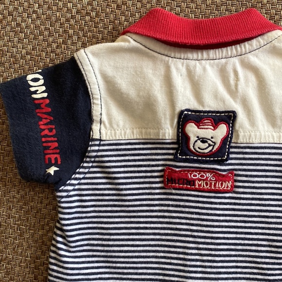 Micromotion Marine Newborn Button-Front Stripe Polo T-Shirt - Picture 7 of 10